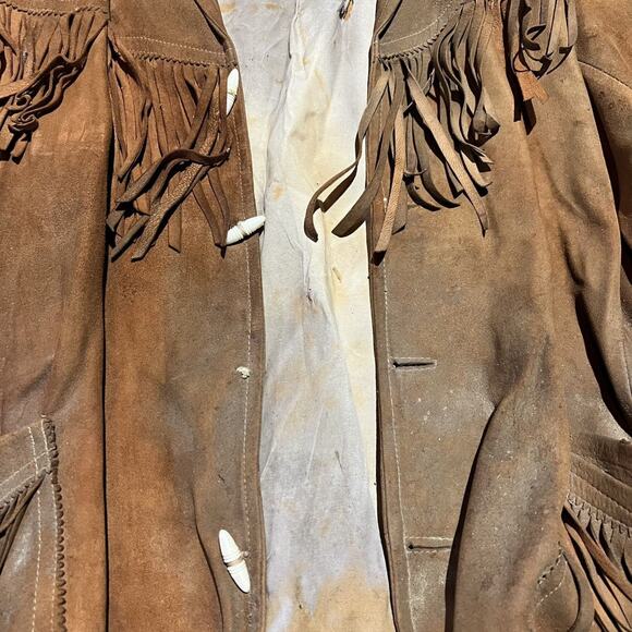 Vintage 40s 50s Mexican Brown Western Tasselated Leather - Picture 2 of 7